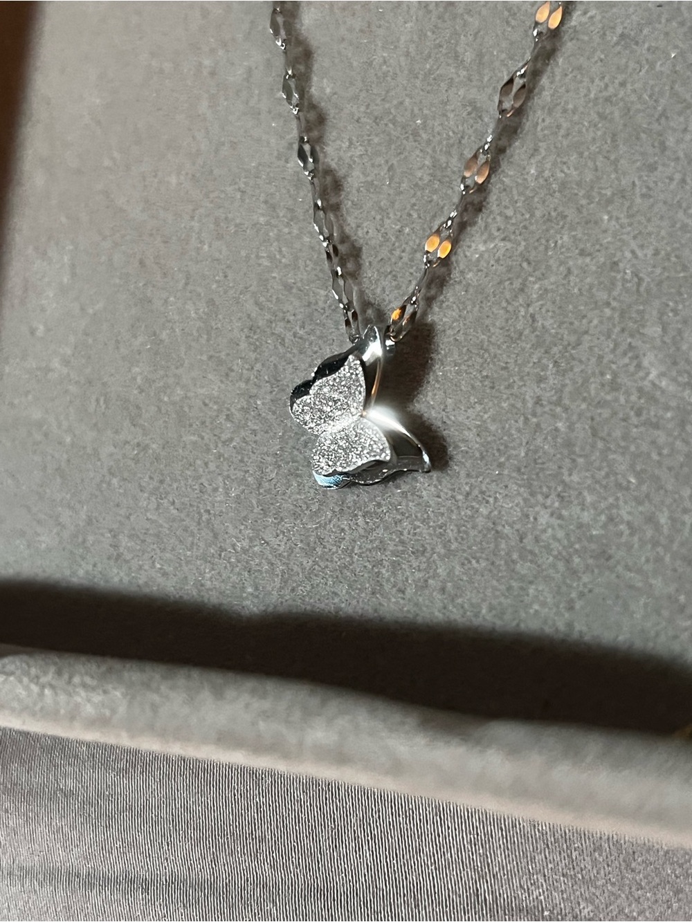 Stainless Steel Silver Butterfly Pendant Necklace -